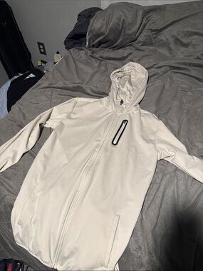 bcg Cream Hooded Windbreaker with Zippered Chest Pocket